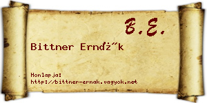 Bittner Ernák névjegykártya